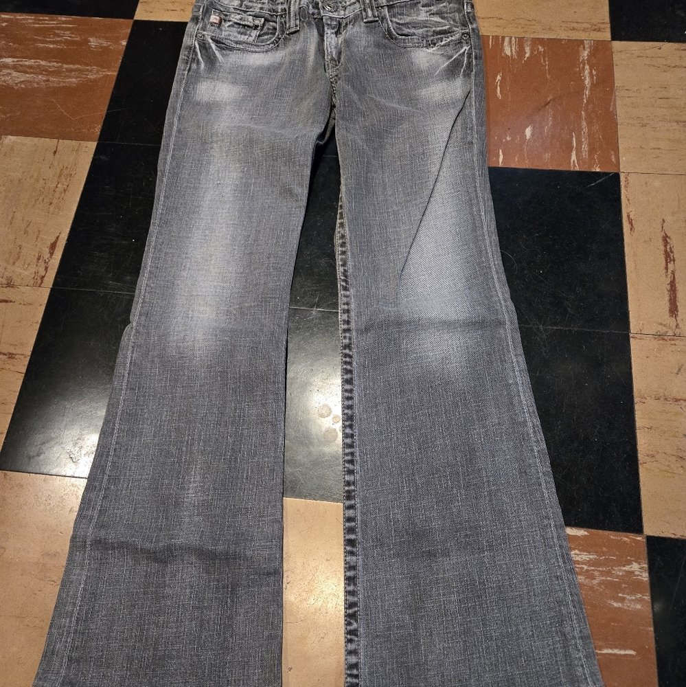 Buckle Big Star gray jeans bootcut/flare slightly distressed misses size 29L